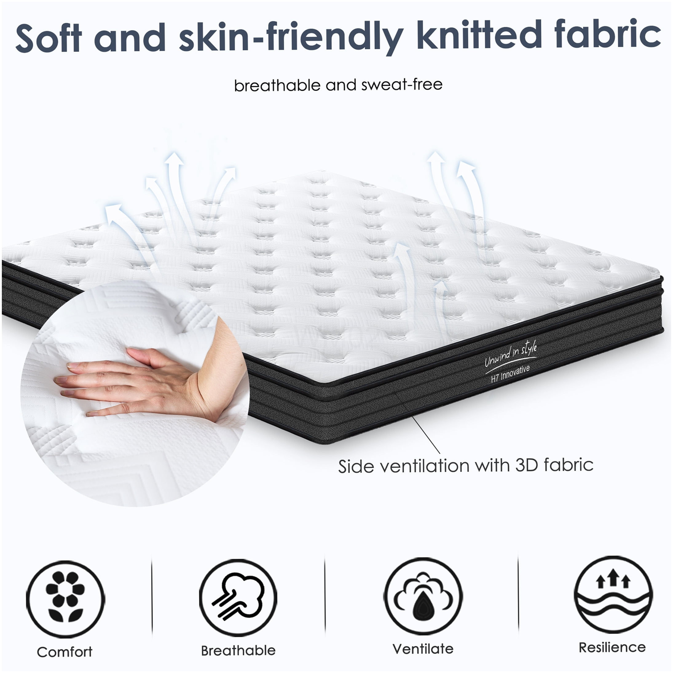 10 Inch King Hybrid Mattress, Medium Firm Gel Memory Foam & Pocket Springs, Cooling Support, Motion Isolation, Edge Support, CertiPUR-US, Bed in a Box