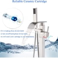 thumbnail image 3 of Waterfall Brushed Nickel Freestanding Bathtub Faucet Bathroom Faucet HandShower, 3 of 7