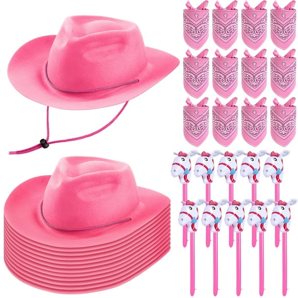 Set de disfraces de Xtinmee Cowboy Party con 36 unidades de sombrero, bandana y caballo