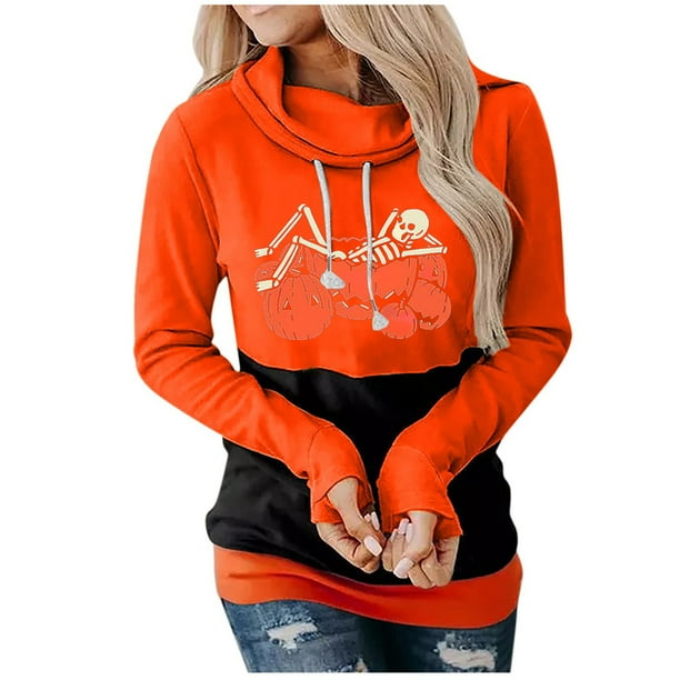 Blusa de manga larga con estampado de Halloween informal a la moda para mujer, jersey con capucha, Tops, sudadera Fridja fjkfkj4883