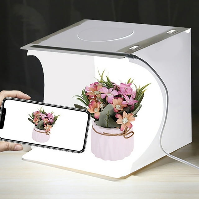 Boîte Lumineuse de Table, Blanche Légère Photographique Portable Pliable LED Studio avec USB pour Bijoux