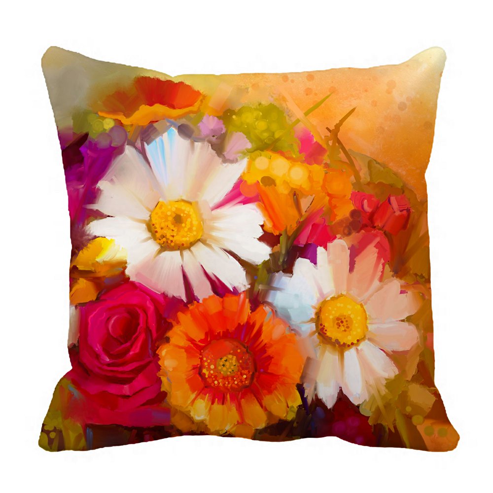 ZKGK Daisy Floral Flower Pattern Pillowcase Home Decor Pillow Cover