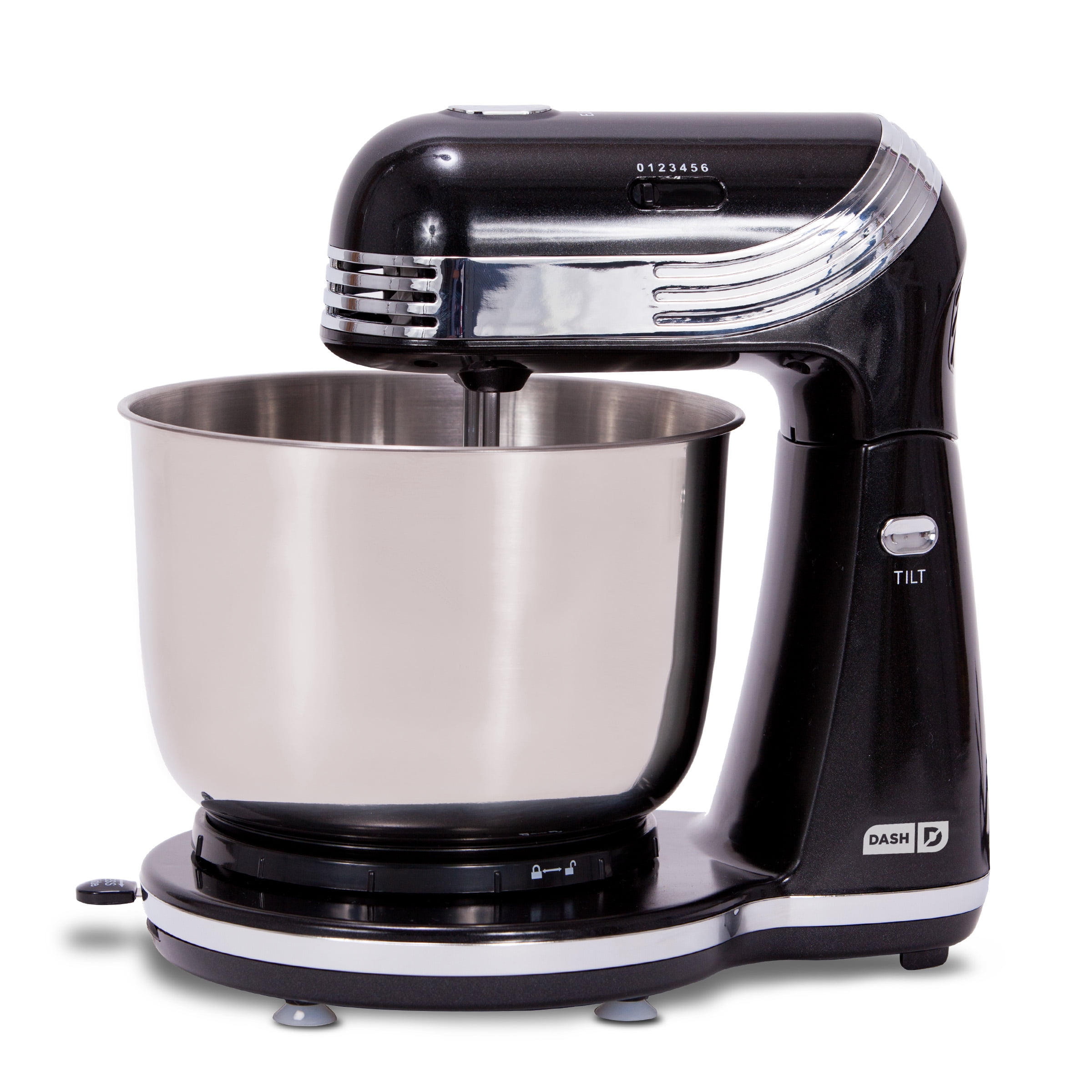 Rise by Dash Stand Mixer, 6 Speed, with Mixing Bowl, Dough Hooks, Beaters,  Recipes, Black, 3 Qt 