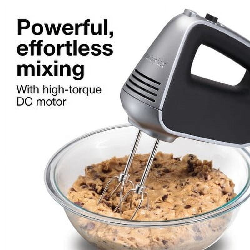 Hand Mixer 5 Speeds plus Boost : Handheld Mixer, Dishwasher-Safe Parts, 120W, Black, Kitchen Appliance