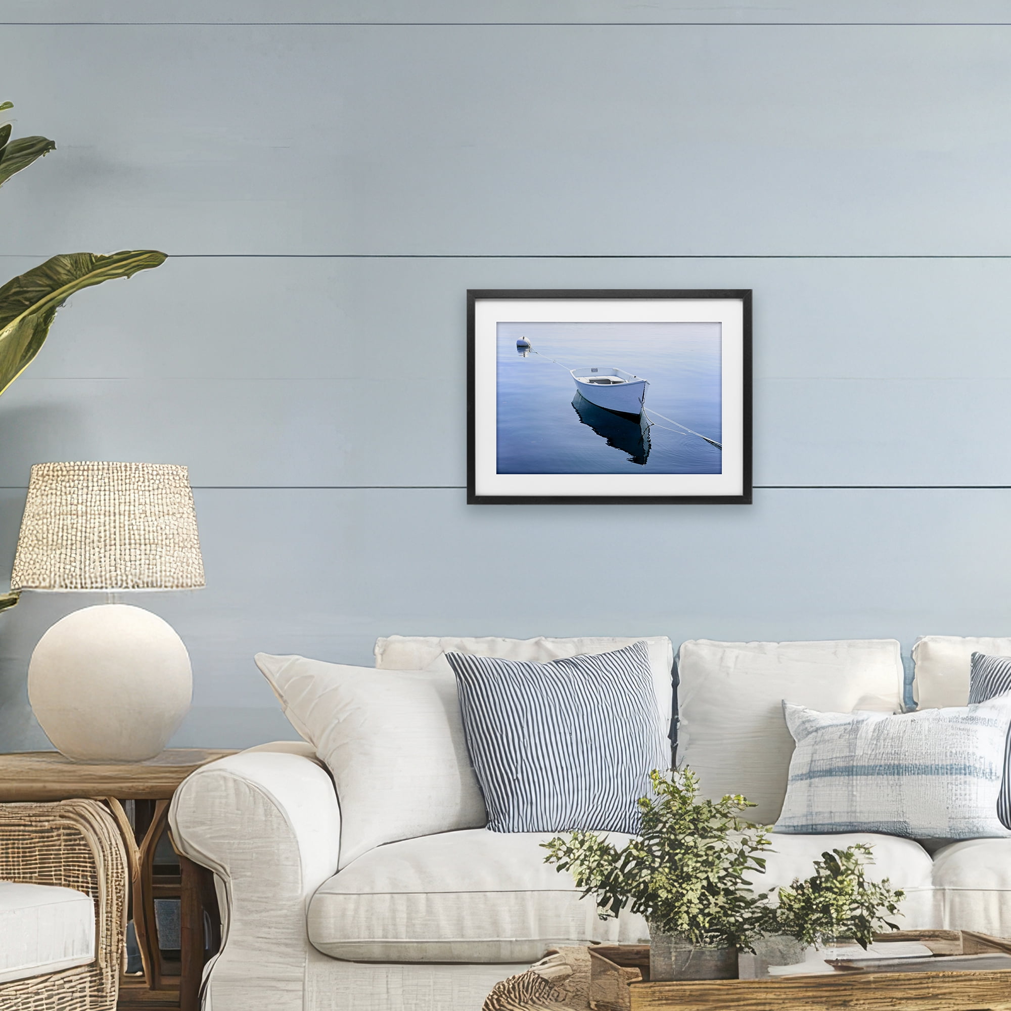 Stupell Industries Boat Tied to Dock Black Framed Print Under Glass, design by JLM Photographs