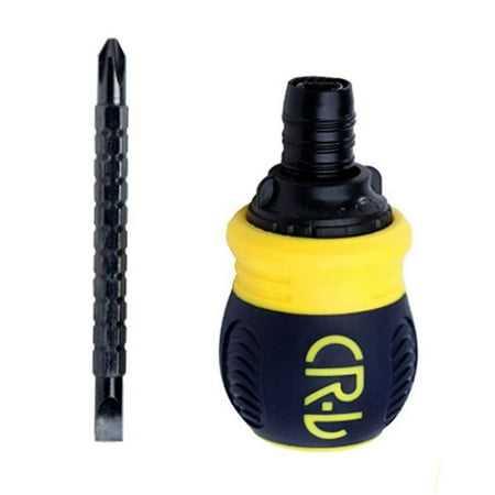 

Andoer Stubby Screwdriver Ratcheting Screwdriver Slotted and Cross Dual-end Telescoping CR-V Screwdriver Multitool for Electronics Home Maintenance