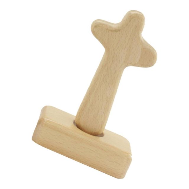 Transemion Exquisite Catholic Wooden Table Decor Small Standing Cross 5 Handcrafted Tabletop Ornaments Arc top 12cm 1Set