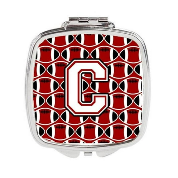 Letter C Football Cardinal & White Compact Mirror