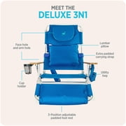 Ostrich The Deluxe 3N1 Lightweight Outdoor Beach Lounge Chair with Footrest, Blue