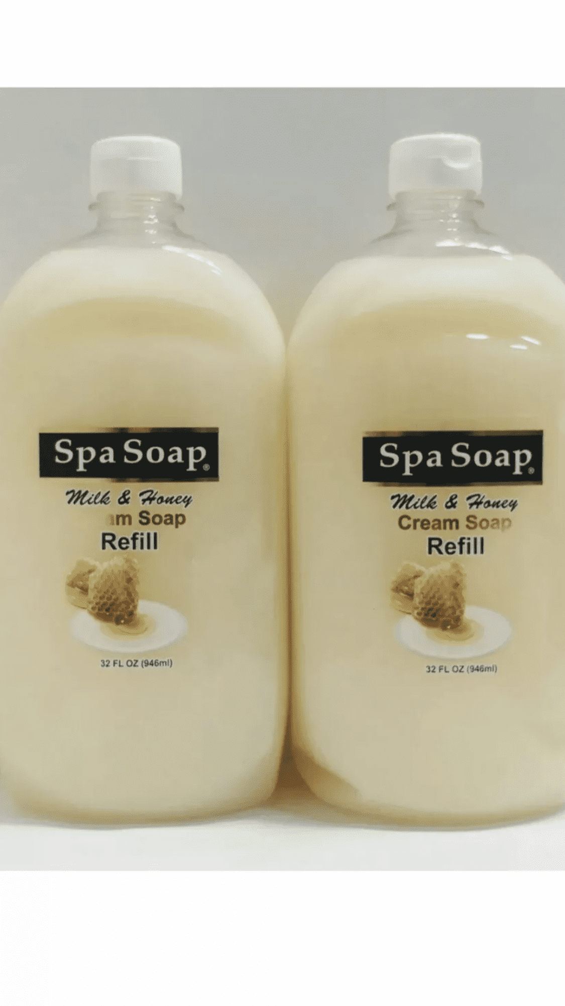 2 Spa Soap Liquid refill soap Milk and Honey Cream 32 Fl Oz Bottles