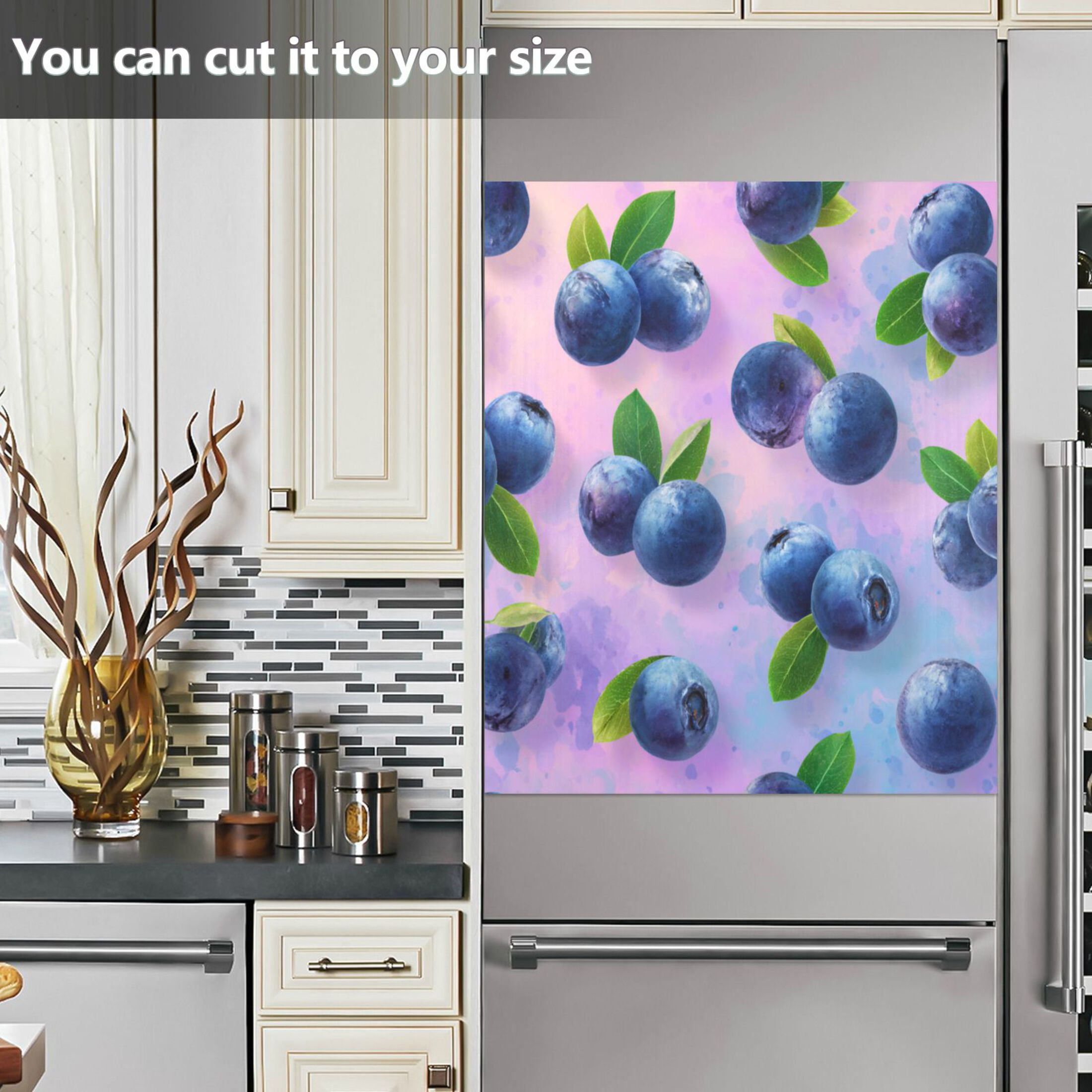 Dishwasher Magnetic Refrigerator Magnet Cover Sticker Home Decorative 23"x26" Blueberries Pattern