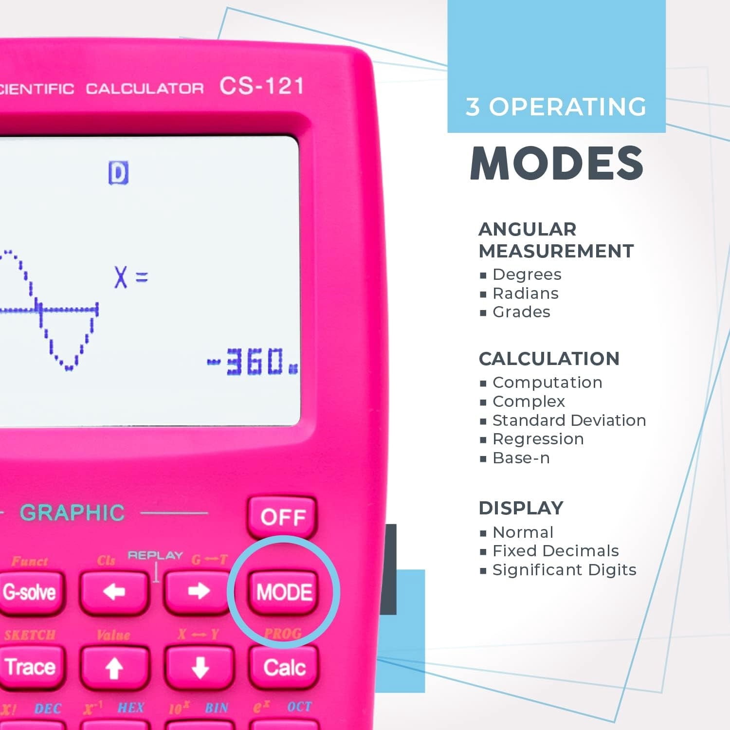 Scientific Calculator with Graphic Functions, Multiple Modes with Intuitive Interface, Perfect for Beginner and Advanced Courses, High School or College, CS-121