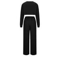 thumbnail image 6 of Scyoekwg Two Piece Sets for Women Solid Color Casual Fashion Loose Crewneck Long Sleeve Tops Wide Legs Pants Two-piece Set Fall Outfits Tracksuit Set (Black,M), 6 of 8