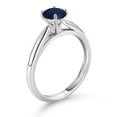 thumbnail image 3 of Gem Stone King 10K White Gold Blue Sapphire Solitaire Engagement Ring for Women (0.60 Cttw, Round 5MM, Available in Size 5, 6, 7, 8, 9), 3 of 4