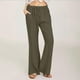 thumbnail image 2 of Pantalones de lino acampanados de cintura alta para mujer - Poliéster, corte holgado, informal de verano, 2 of 6