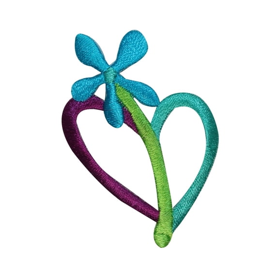 ID 3279C Heart Shape Flower Patch Spring Love Bloom Embroidered Iron On Applique