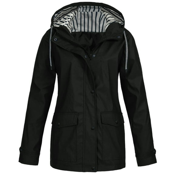 Kcodviy Womens Rain Jacket with Women Windbreaker Hood Lightweight Long Sleeve 90's Windbreaker Women Windbreaker Zip Up Drawstring Clear Raincoat Women Raincoat with Pockets