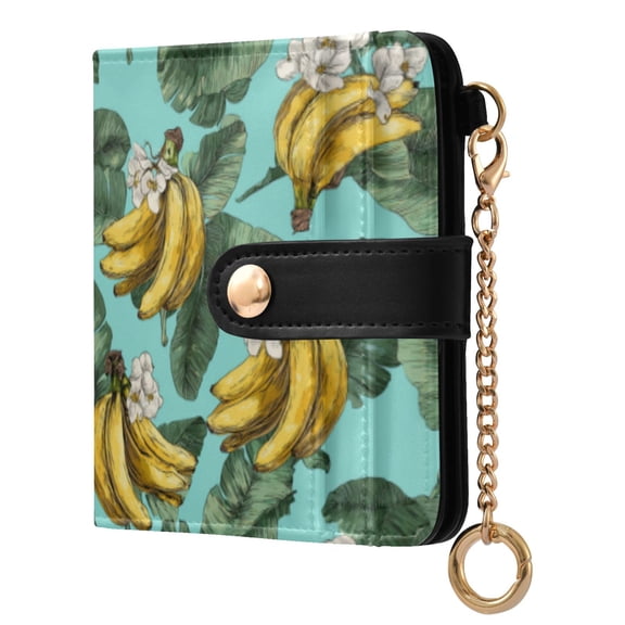 Qxltty Cute Banana Ladies Wallet Rfid Slim Thin Compact Credit Card Women Wallet Zipper Coin Pocket and ID Window for Female Gifts