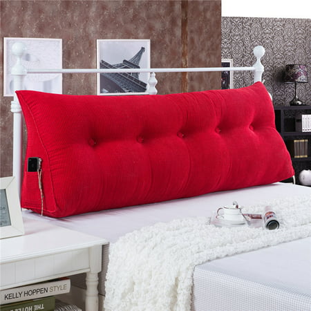Sofa Bed Large Filled Triangular Wedge Cushion Bed Backrest Positioning Support Pillow Reading Pillow Office Lumbar Pad with Removable Cover Red (Best Lumbar Support Pillow)