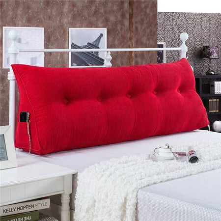 Sofa Bed Large Filled Triangular Wedge Cushion Bed Backrest Positioning Support Pillow Reading Pillow Office Lumbar Pad with Removable Cover Red (Best Lumbar Support Pillow)