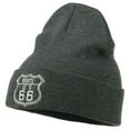 thumbnail image 2 of US Route 66 Embroidered Long Beanie - Grey OSFM, 2 of 5