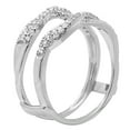thumbnail image 2 of 0.40 Carat (ctw) 18K White Gold Round Cut Diamond Ladies Anniversary Wedding Band Swirl Enhancer Guard Double Ring, 2 of 6