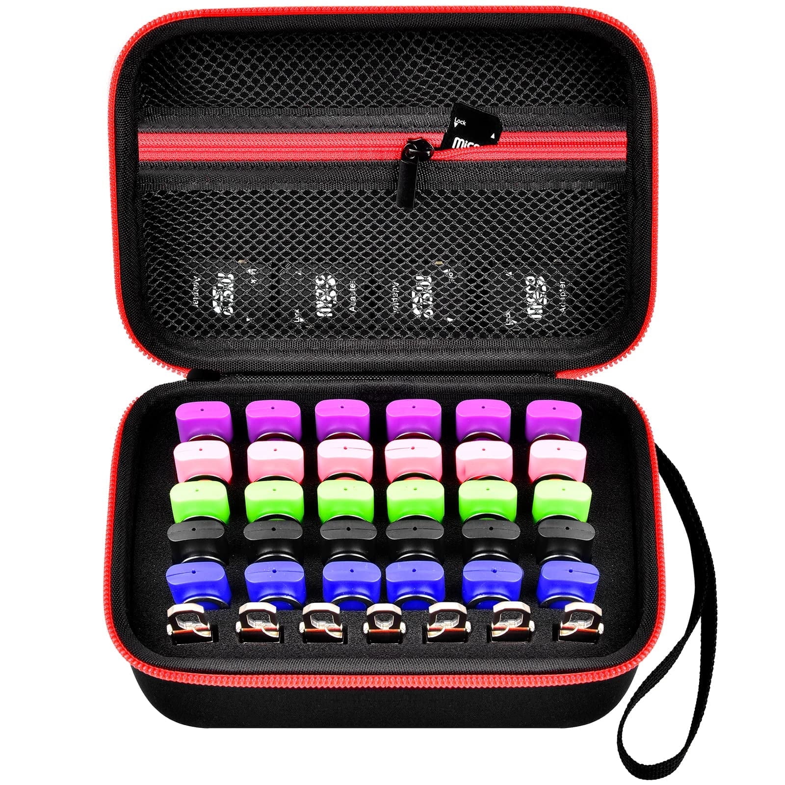 CULEUTIL 37 Slots USB Flash Drive Holder Case for SD SDXC SDHC Card Storage Bag Electronic Accessories Organizer for Samsung for Inland for PNY for Netac, Case Only- Red