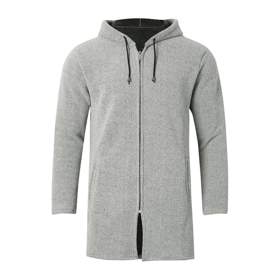 Men's Solid Color Winter Hooded And Heavy Knit Sweater Coat