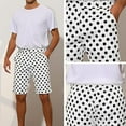 thumbnail image 5 of Men's Shorts with Pockets Plus Size Elastic Waist Polka Dot Summer Casual Pants Outdoor Sports Leisure Work Hiking Workwear Gifts for Men White 3XL, 5 of 10