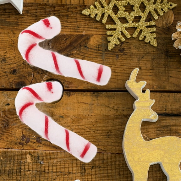 OFFIGAM 6pcs Christmas Ornaments Candy Canes Candy Cane Charms White Cloth Decoration for Holiday Use Crafters