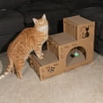 thumbnail image 3 of PETMAKER Cardboard Cat House with Scratching Pads, Toys, and Catnip, 3 of 11