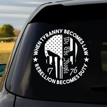 We The People Sticker Decals 1776 Distressed American USA Flag Skull Decal, Patriotic Vinyl Decal for Auto Car Truck SUV Window