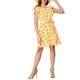 thumbnail image 5 of INSPIRE CHIC Vestido Mini de Cuello en V para Mujer con Mangas Voladas y Cinturón a Rayas M Amarillo, 5 of 6
