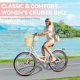 thumbnail image 3 of 24" Beach Cruisers for Women, Pipleo Bikes for Women with Rattan Basket, 7-Speed & Step-Through Frame, 3 of 8