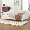 thumbnail image 2 of Euroco Upholstered Queen Size Daybed, Linen Sofa Bed, White, 2 of 10