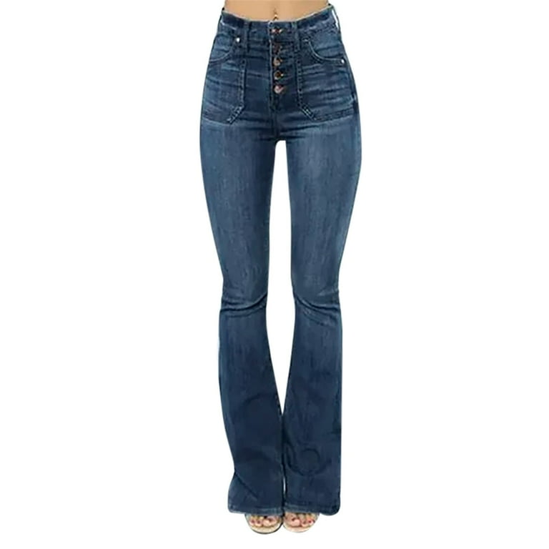 GWAABD Cross Waist Bootcut Yoga Pants 2022 Water Wash Nail Button Women s High Waist Jeans Trousers