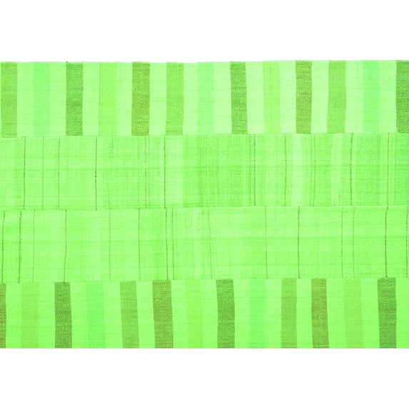 Ahgly Company Indoor Rectangle Abstract Green Contemporary Area Rugs, 5' x 7'