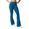 thumbnail image 4 of Flare Leggings for Women Butt Lift Yoga Pants with Pockets Gym Scrunch Workout Royal Blue XL, 4 of 4