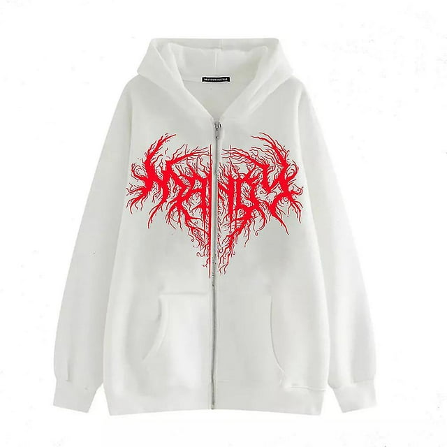Dark Zip-up Sweatshirt Heart-shaped Tree Roots Hoodie Boned Hoodie High Street Hipster Sweatshirt Jacket