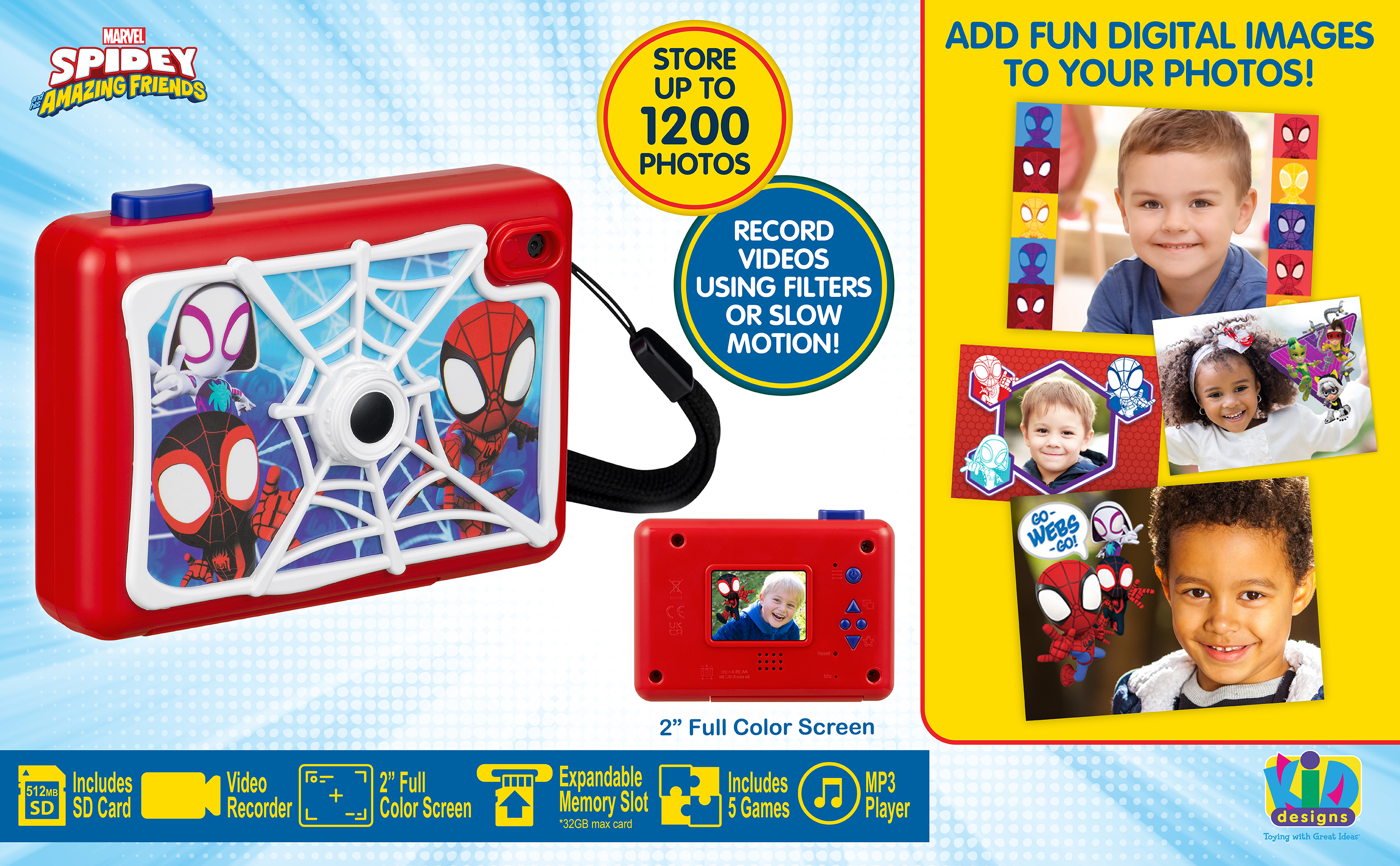 eKids Spidey Digital Kids Camera with SD Card and Video, Ages 3+ photo 2