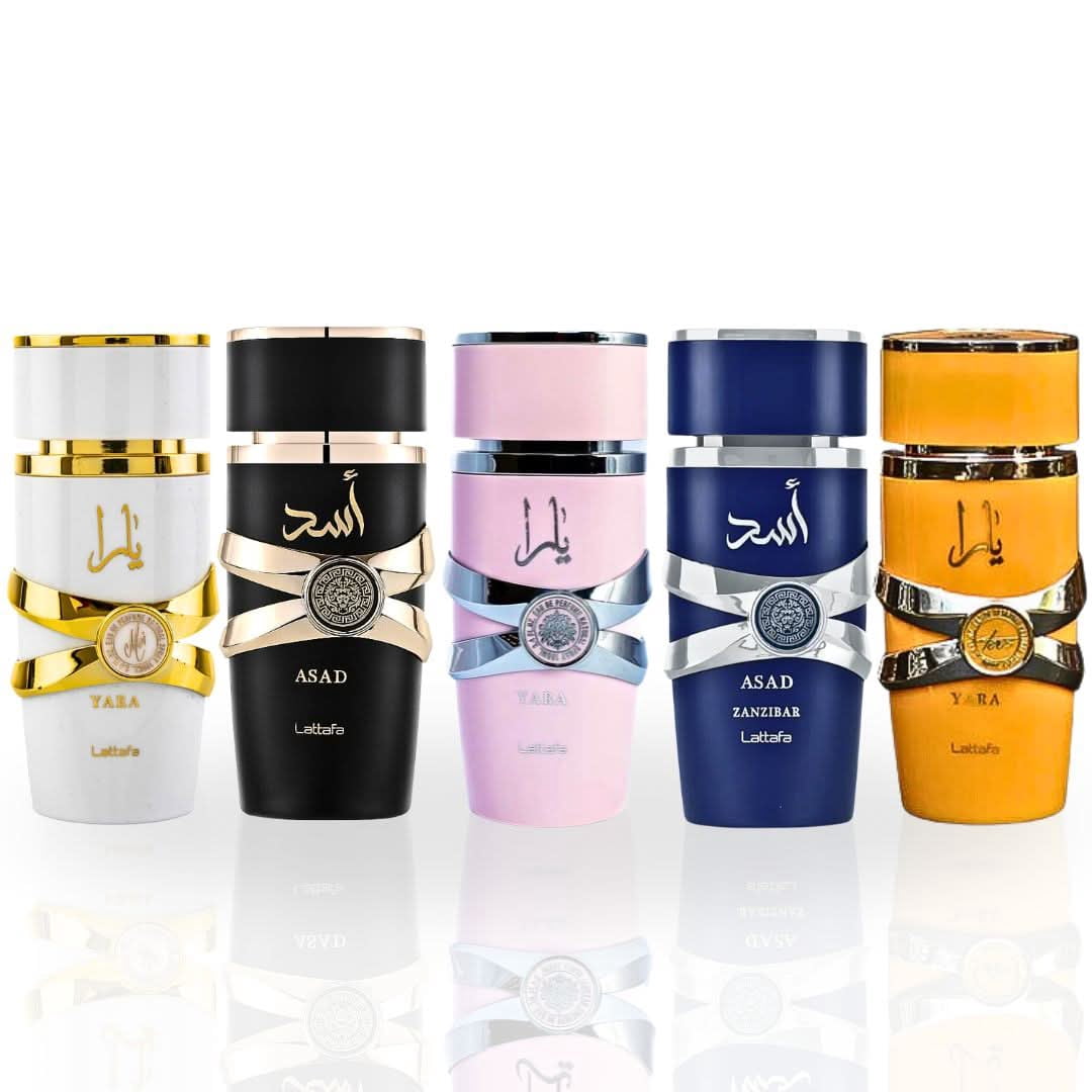Yara, Yara Moi, Yara Tous, Asad & Asad Zanzibar Eau De Parfum Sprays 100ml (3.4 oz) by Lattafa
