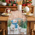 thumbnail image 4 of Burlap Table Runner 70 Inches Long,Retro Snowman Deer on Farm Wood Board Non-Slip Kitchen Table Runners for Dining Room Everyday Use Party Table Decorations Winter Snowflake, 4 of 9