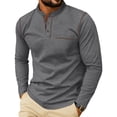 thumbnail image 3 of GIRUNS Men's Henley Shirts Long Sleeve Button T-Shirt Casual Stylish Cotton Pullover Shirt with Pocket Dark Gray L, 3 of 6