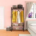 thumbnail image 2 of 3 Tiers Heavy Duty Clothes Rack for Hanging Clothes Rack,Freestanding Closet with 2 Side Hooks and Hanging Rod, 29.1" L x 15.7" W x 76.3" H,Max Load 500LBS,Black$$Home Decor, Kitchen, & Other, 2 of 6