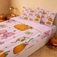 thumbnail image 3 of Homewish Halloween Spooky Animal Zipper Twin Comforter Sets with Fitted Sheet and 2 Pillowcases for Girls, Bow Pumpkin Star Zipper Bedding Set, Pink, Pink Reversible, 3 of 7