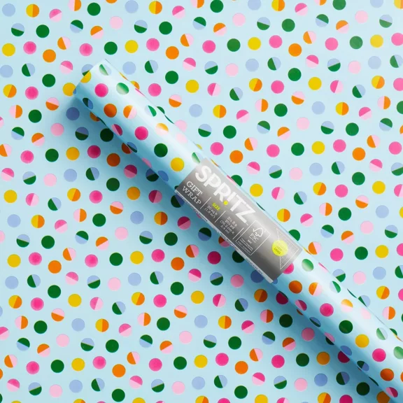 Blue Dots Gift Wrapping Paper - : Birthday Gift Wrap, Multi-Colored, , 96" x 30"