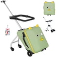 thumbnail image 3 of ADVWIN 2-in-1 Kids Ride on Suitcase, 20" Hardside Travel Luggage with Seat, Carry on Luggage with Detachable Trolley for Toddler Baby Travel Flight, with Luggage Tags & Cushion (Green, 20-in), 3 of 12