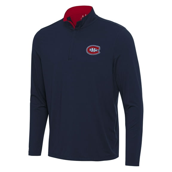 Men's Antigua Navy/Red Montreal Canadiens Content Quarter-Zip Pullover Top