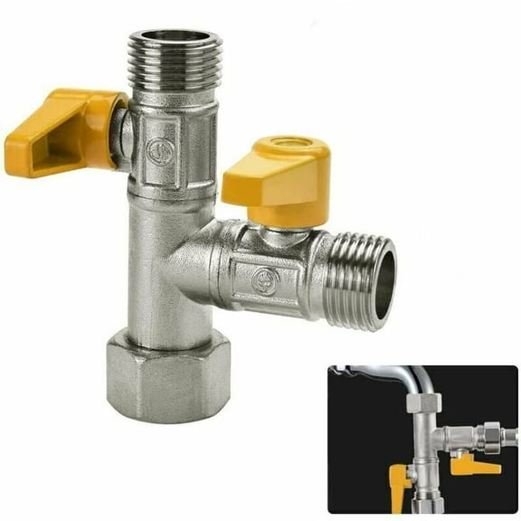 3-Way T-Connector Valve G 1/2 for Toilet Bidet, Compatible with Standard Faucets