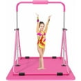 thumbnail image 2 of Safly Fun Expandable Gymnastics Bars Junior Training Bar Gymnastic Folding Horizontal Bars with Mat for Kids(Pink+Mat), 2 of 4